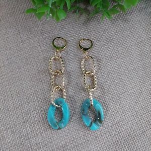 Acrylic Aluminum Chain Handcrafted Earrings Gold Details NWOT